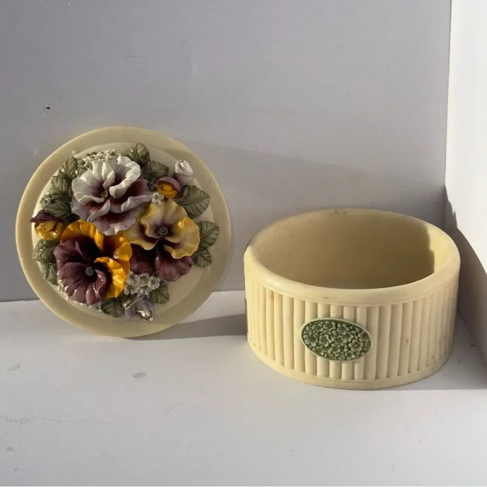 vintage pansy trinket pill box by Artisan Flair